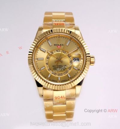 Super Clone AI Factory Rolex Sky Dweller 42mm 326938 Champagne Watch