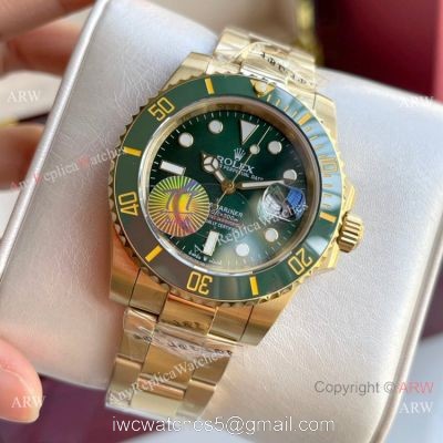 Rolex Submariner 40mm Watch Green Ceramic Bezel Yellow Gold