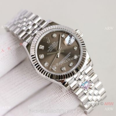 TR Factory 904L Rolex Datejust Jubilee Stainless Steel Gray Diamond Dial Watch 31mm