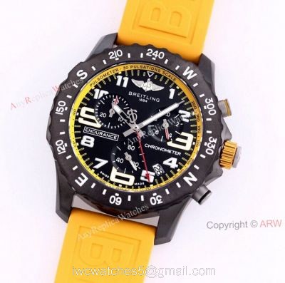 New Breitling Endurance Pro 44mm Review Yellow Rubber Band Quartz Watch Replica