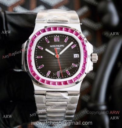 New! Swiss Replica Patek Philippe Nautilus PinkBlack Watch 40.5mm Limited New PP5711