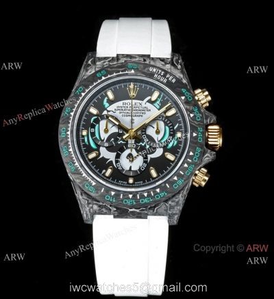 New! TW Swiss Grade One Rolex Carbon Daytona 40mm Watch White Oysterflex Strap