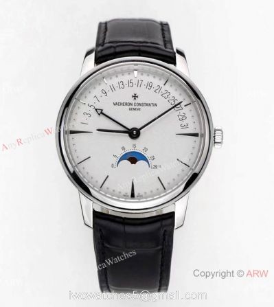 2021 New! Swiss Copy Vacheron Constantin Patrimony Moon Watch White Dial with Retrograde Date