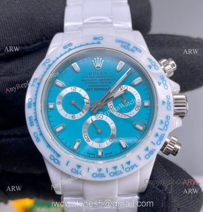 2022 New! AET Remould &8216;Abu Dhabi Sapphire Rolex Daytona Noob 4130 Baby blue Face Watch