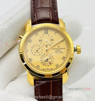TWS Factory Swiss Vacheron Constantin Malte Dual Time Regulateur 42005 Automatic Watch All Gold