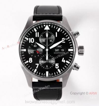 ZF Factory V2 IWC Pilots Replica Watch Swiss 7750 Black Leather Strap