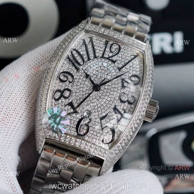 Copy Franck Muller Cintree Curvex Stainless Steel Diamond Face Watch 43mm