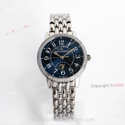 (GF) Swiss knckoff Jaeger Lecoultre Rendez-Vous Moon Blue Dial Watch with Diamonds