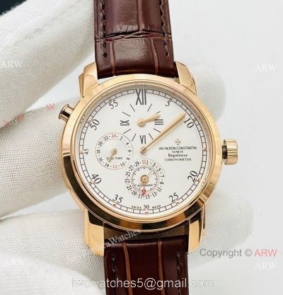 TWS Factory 1-1 Copy Vacheron Constantin Malte Dual Time Regulateur Watch 9015 Rose Gold White Dial