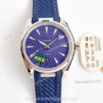 New Omega Aqua Terra 150m Blue Dial With Blue Rubber Band Swiss Replica Watch 41