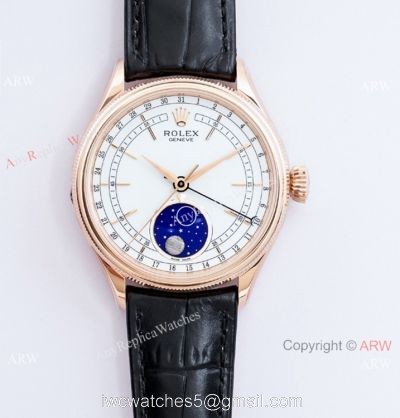 (EW) Swiss Replica Rolex Cellini Moonphase Watch Rose Gold 3165 Movement