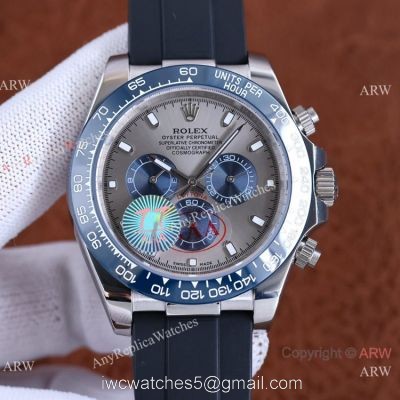 2022 New Swiss Quality Rolex Daytona Citizen 8215 Watch Blue Bezel Oysterflex Rubber Strap