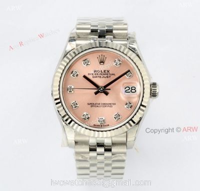 EWF Rolex Oyster Perpetual Datejust 31 Pink Face with diamonds Swiss Super Clone Watch
