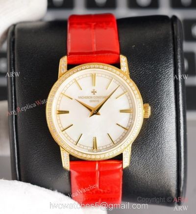NEW! Swiss Grade Vacheron Constantin Traditionnelle Ultra Thin Women Watch 9015 Gold Diamond