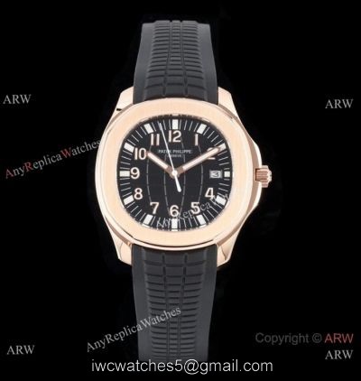 Swiss Quality Copy Patek Philippe Aquanaut Rose Gold Black Dial Citizen 8215 Watch