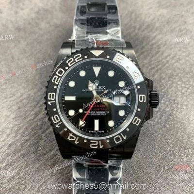 GS Factory Rolex Blaken GMT-Master II 40 Swiss 2824 Watch DLC Black New Single Red