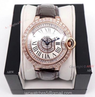 Best Replica 42mm Cartier Ballon Bleu Rose Gold Watch With Diamonds