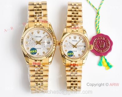 Knock-off ROLEX Datejust All Gold Citizen 8215 White Dial 28mm/36mm Watch