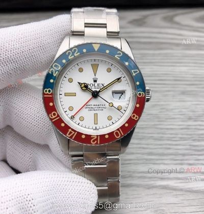 Replica Vintage Rolex GMT-Master 6542 White Face Asia 2836 Rolex Oyster Watch