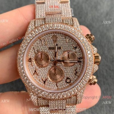 Replica Watch JVS Factory Rolex Iced out Daytona Watch Arabic Scripts Markers