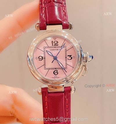 New Cartier Pasha WomenS Watch 35mm Pink Face High End Replica