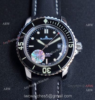 JH Blancpain Fifty Fathoms Swiss Watch Black Dial Black Bezel
