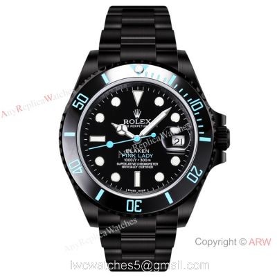 2021! Super Clone Rolex Blaken Submariner Pink-Lady Watch Cal.2824 DLC Steel