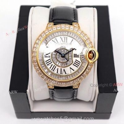 Replica Cartier Ballon Bleu 42mm Gold Watch With Diamonds