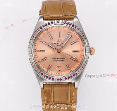 New Breitling Chronomat Rose Gold Watch With Diamonds High Quality Replica
