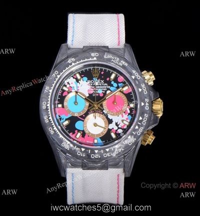 NEW! Super Clone Rolex DIW Daytona Carbon Motley Wrist Yellow Gold Crown TW Factory 7750