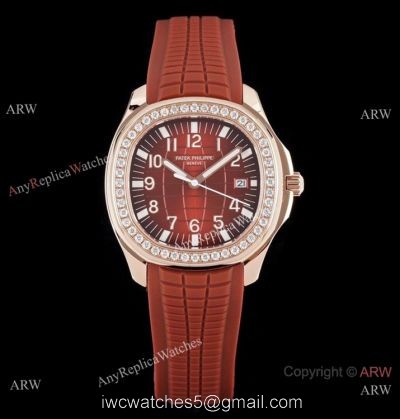 Swiss Quality Copy Patek Philippe Aquanaut Citizen 8215 Watch Rose Gold Chocolate Diamond Bezel