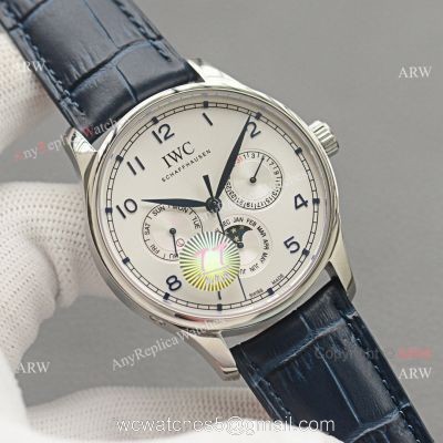 Top Replica IWC Portuguese White Face Moonphase Stainless Steel Case Watch