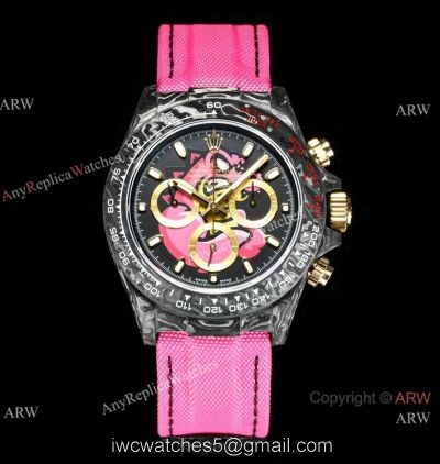NEW! Super Clone TW Factory Rolex DIW Daytona 7750 Watch NTPT Carbon Pink Dial 40mm