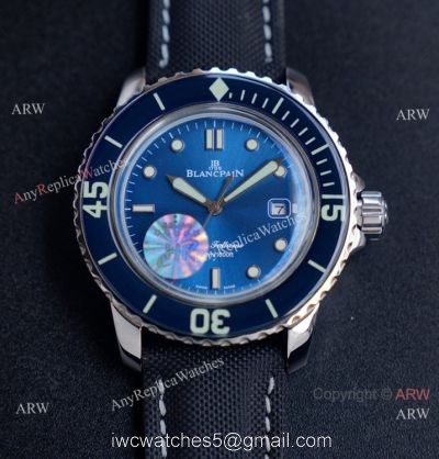 JH Replica Blancpain Fifty Fathoms Swiss Watch Bucherer Blue Dial Blue Bezel