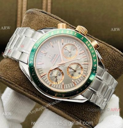 2021 New! Swiss Omega Speedmaster 7750 Watch Green Bezel Stainless Steel