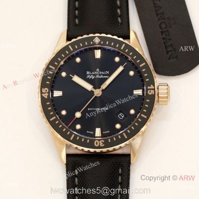 Swiss Grade Replica Blancpain Fifty Fathoms Bathyscaphe GF Factory Cal.1315 Rose Gold Watch