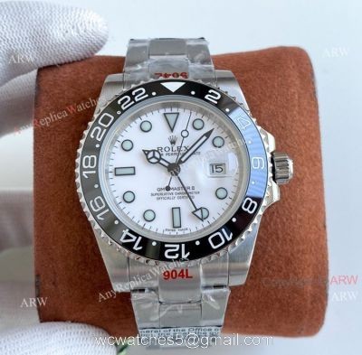 New TBLACK Rolex GMT-Master II Revenge White Face Stainless Steel Asia 2836 Replica Watch