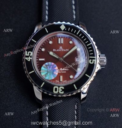 JH Replica Blancpain Fifty Fathoms Swiss Watch Stainless Steel Chocolate Dial 45mm