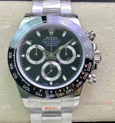 Swiss Copy Rolex Daytona A7750 Chronograph Watch 904L Steel Black Dial Ceramic Bezel 40mm