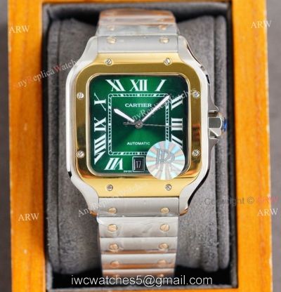 New Green Dial Cartier Santos Dumont XL Two Tone Replica Watch For Men