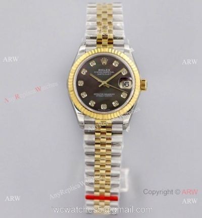 (EW)Swiss Copy Rolex 31-Datejust Jubilee Watch Diamond Markers Black MOP Dial