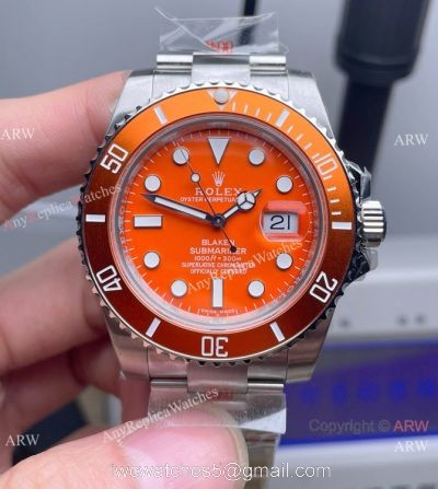 New 2021 Swiss Rolex Blaken Submariner Orange 904L Stainless Steel Watch Swiss 3135 Movement