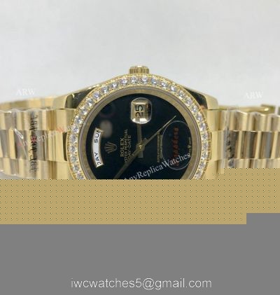 Clone Rolex Day-Date 41 Gold Presidential Black Onyx Dial Watch