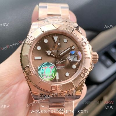 Swiss Quality Rolex Yachtmaster Citizen 8215 Watch 904l Rose Gold Chocolate Dial