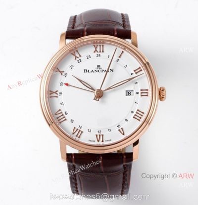 New Swiss Grade Blancpain Villeret Gmt Date 6662-1127-55 Rose Gold Watch  40mm