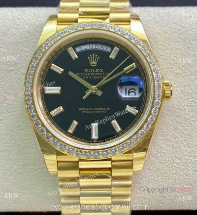 (EW)Rolex Day-Date 40mm 228238 Copy Watch Swiss 3255 Diamond Markers Gold Presidential bracelet