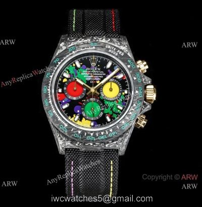 NEW! TW Factory Rolex Daytona DIW Motley Watch NTPT Carbon Black Fabric Leather Strap