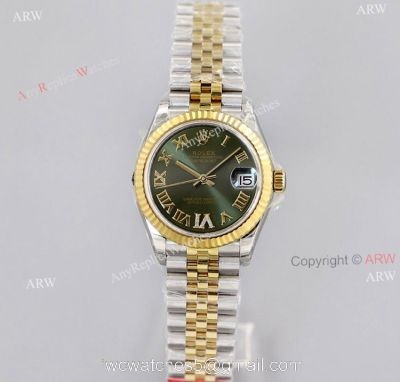 EW Factory 1:1 Two Tone Rolex Green Dial Datejust 31mm Swiss Replica Watches