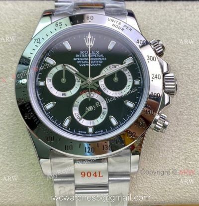 Swiss Copy Rolex Daytona A7750 Chronograph Watch 904L Silver Steel Black Dial
