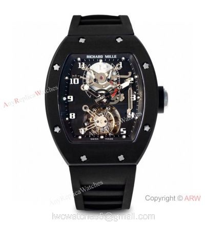 Super Clone Richard Mille RM001 Real Tourbillon JB Factory Black PVD Watch